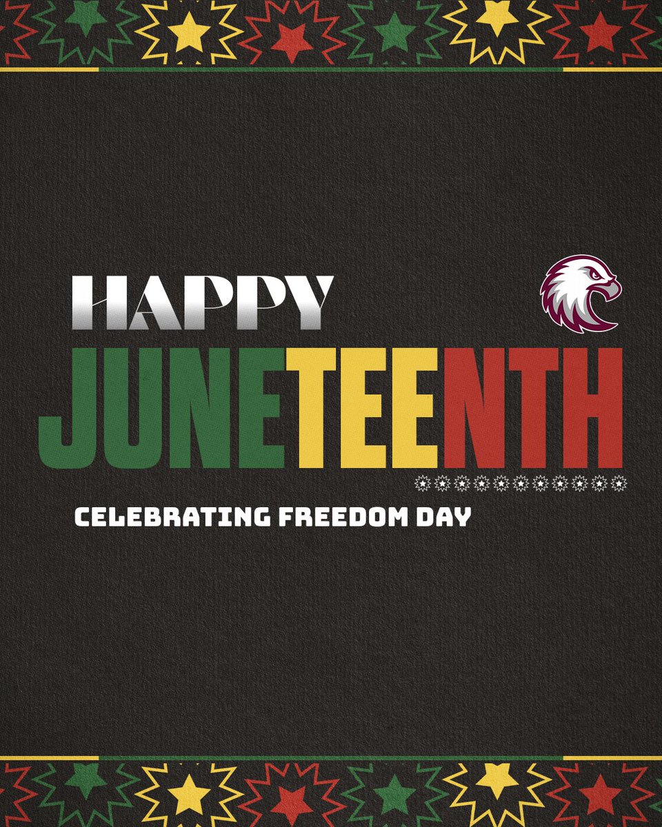 Augsburg_FB's tweet photo. We celebrate the freedom, resilience, and culture that shapes who we are on and off the field. Happy Juneteenth from Auggies Football #ATTACKSUCCESS 🦅 https://t.co/LaNYwDqEyO
