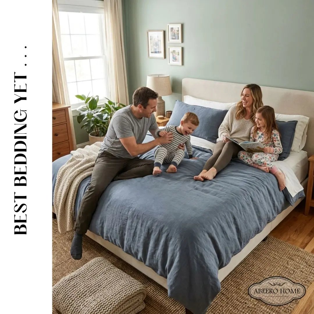 AbeeroHome's tweet photo. Soft enough to love, tough enough to last 💪 Play, relax, enjoy—our bedding holds its shape, softness, and color through every moment. Quality you can trust year after year ⭐

#abeerohome #bedsheets https://t.co/sP4HC1gfqO