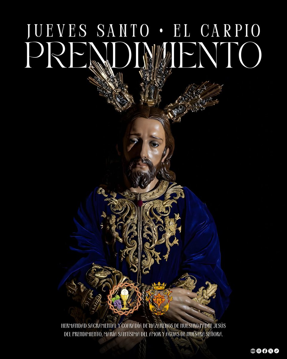 BandaSayones's tweet photo. 🔴 | 𝐉𝐮𝐞𝐯𝐞𝐬 𝐒𝐚𝐧𝐭𝐨 𝟐𝟎𝟐𝟕

Es un honor anunciar que nuestra formación acompañará a Nuestro Padre Jesús del Prendimiento durante la tarde del próximo Jueves Santo.

#Sayones #ElCarpio #Prendimiento #SS2027 #JuevesSanto https://t.co/BvcgEz9JuE
