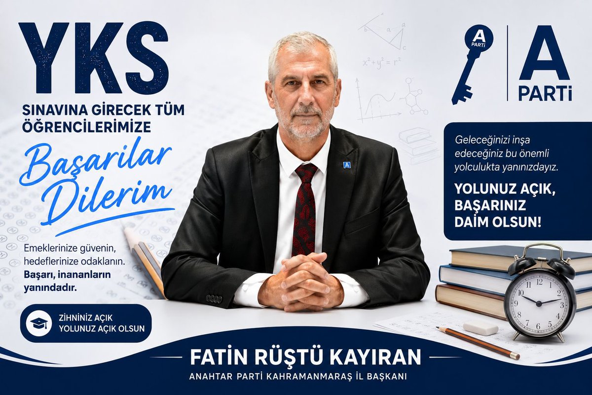 FatinKayran's tweet photo. YKS’ye girecek tüm öğrencilerimize başarılar diliyorum.

Uzun ve emek dolu bir hazırlık sürecinin ardından geleceğinize yön verecek önemli bir sınava giriyorsunuz. Azminizin, emeğinizin ve inancınızın karşılığını almanızı temenni ediyorum. https://t.co/XYFzl56Xa9