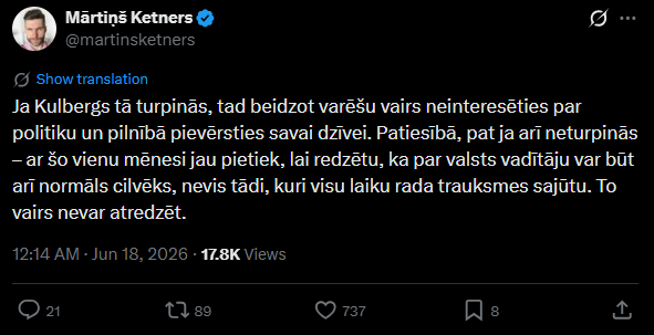 rihards_puce's tweet photo. Vidējam latvietim ir svarīgāk, lai politiķis būtu ar harismu un humoru [tuvāk tautai]. Pārējais ir otršķirīgs.

Korupcija un savējo piesegšana? Tas alkoholismā un naivismā slīkstošo tautu neinteresē.

Dažiem pietiek ar mēnesi, lai iestātos pilnīgs aklums.
https://t.co/rpAVdu3uVw https://t.co/GEnizFLgOl