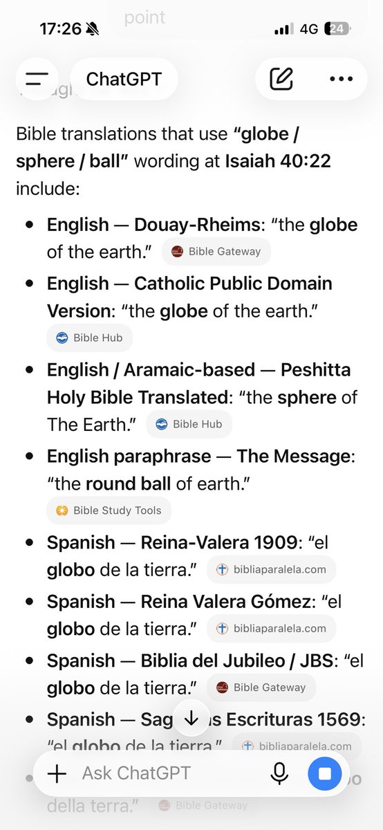 Wolverine0744's tweet photo. @dirkdewiite @benwehrman Are you just going to pretend many versions of the bible don’t use the word globe?

Is the bible accurate?

Are all men liars? https://t.co/6VdNWmZRRF