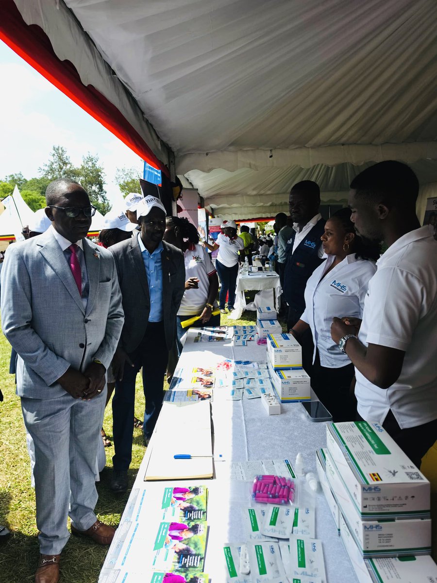 Microhaem's tweet photo. 🩸 Moments: We were honored to host Dr. @DanielKyabayinze, Director of Public Health and Chief Guest, at our booth during the World Sickle Cell Day 2026 commemoration in Jinja City.

His visit highlights the importance of strengthening access to early diagnosis, newborn screening, and quality diagnostics in the fight against sickle cell disease.

🔬 Made in Uganda. 🩸 Diagnosing Early. ❤️ Saving Lives.

#WorldSickleCellDay2026 #MicrohaemScientifics #MicroScreen #SickleCellAwareness #NewbornScreening #M