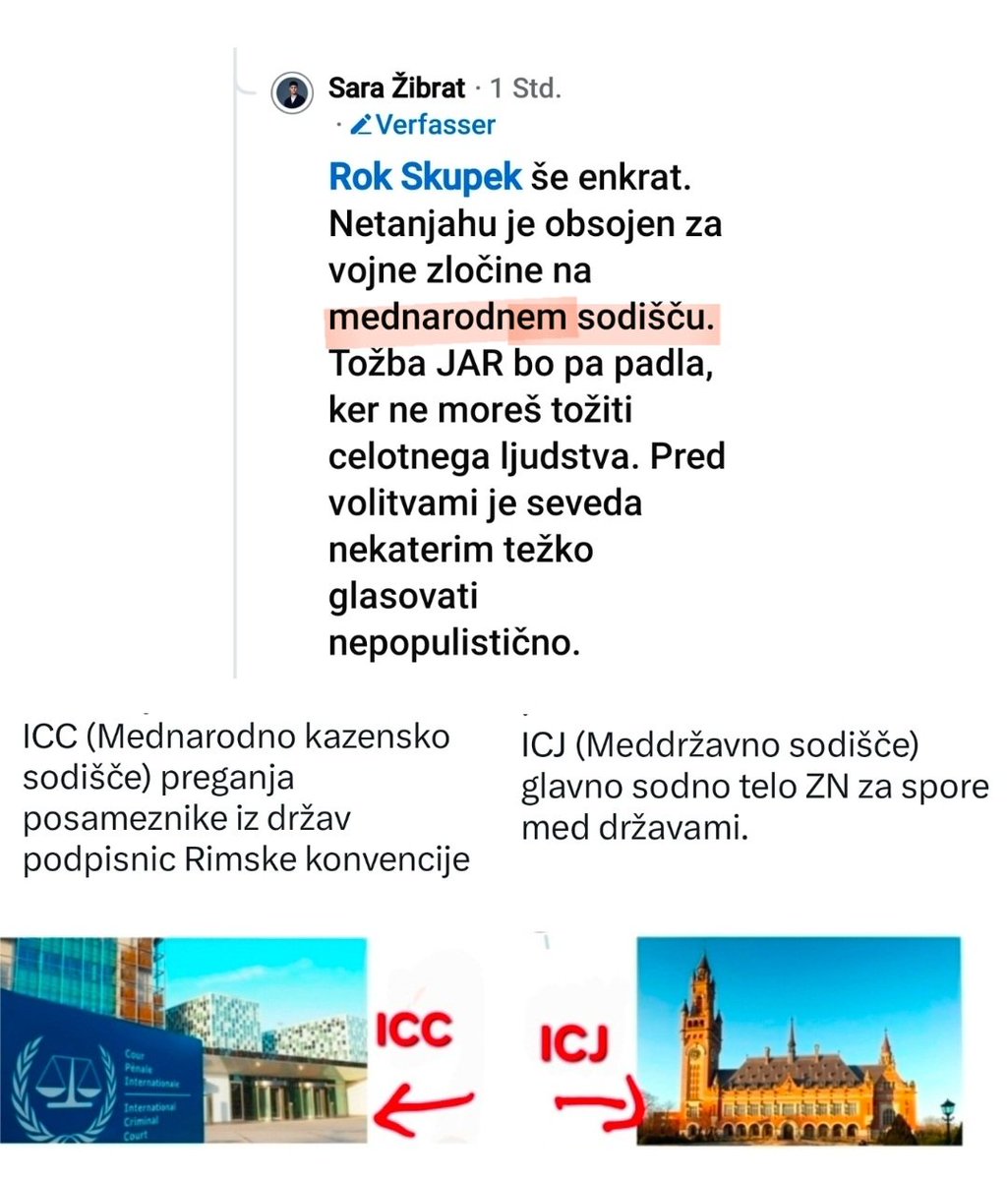 brutus91101394's tweet photo. #BreakingNews
Zakaj #GS ni glasovalo za pridružitev tožbi JA proti Izraelu!🤗 Baba Vanga jim je rekla, da bo tožba padla, ker *ne moreš tožiti celega ljudstva*.🤣 Sicer točno to dela ICJ- pristojno je za spore med DŽAVAMI v okviru Združenih NARODOV. Narodov, pa to.
#Braintrusts https://t.co/Og9d3gIfEf