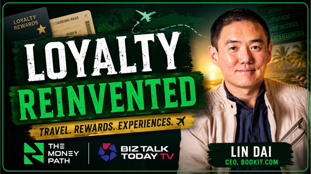 BizTalkTodayTV's tweet photo. 🚨 Are loyalty programs broken?

Millions of consumers are sitting on points, miles, and rewards they may never use — while airlines, hotels, and credit card companies rethink the entire loyalty ecosystem.

On The Money Path, Todd M. Schoenberger sits down with Lin Dai, CEO of https://t.co/uQdMWCdgov, to discuss:

✈️ $500B in unredeemed rewards
💳 The future of loyalty programs
🤖 AI, blockchain & tokenization
🎟️ VIP experiences replacing traditional perks

Watch now and discover what's next for travel rewards: https://t.co/HLSKylFmD5

#TheMoneyPath #LinDai #BookIt #TravelRewards #LoyaltyPrograms #AI #Blockchain #BusinessNews #Travel #Vacation | @JoinBookit | @XCheckMedia | @TMSchoenberger | @TravelLeisure