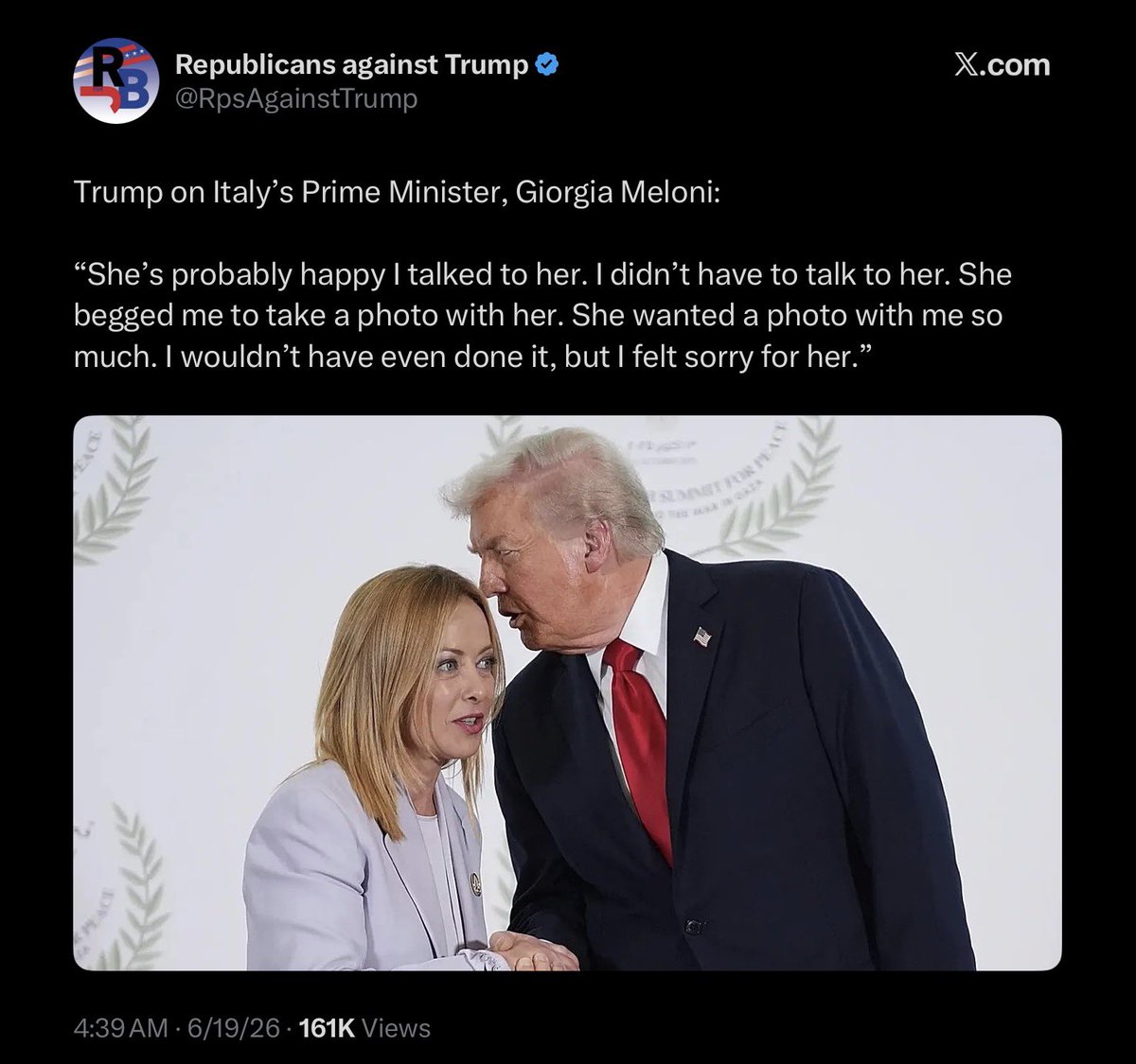 cwebbonline's tweet photo. Imagine lying about another head of government, only to get publicly fact-checked a few hours later. https://t.co/qFZwFERkEp