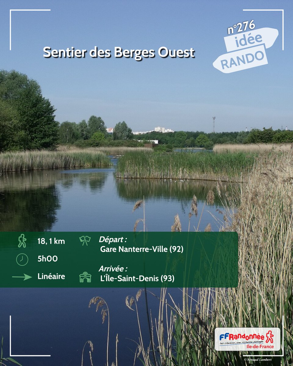 ffrandonneeIDF's tweet photo. ✨ Idée Rando n°276✨

Sentiers des Berges Ouest
🚶: 18,1 km
🕘: 5h00
🔄Type : Linéaire
🚩 Départ : Gare de Nanterre-Ville (92)
🏁Arrivée : L'île-Saint-Denis (93)

👉Retrouvez cette rando sur : https://t.co/21vxJtzHnM

#randonnée #ÎledeFrance #sport #passionrando https://t.co/kOFbmmXxNE