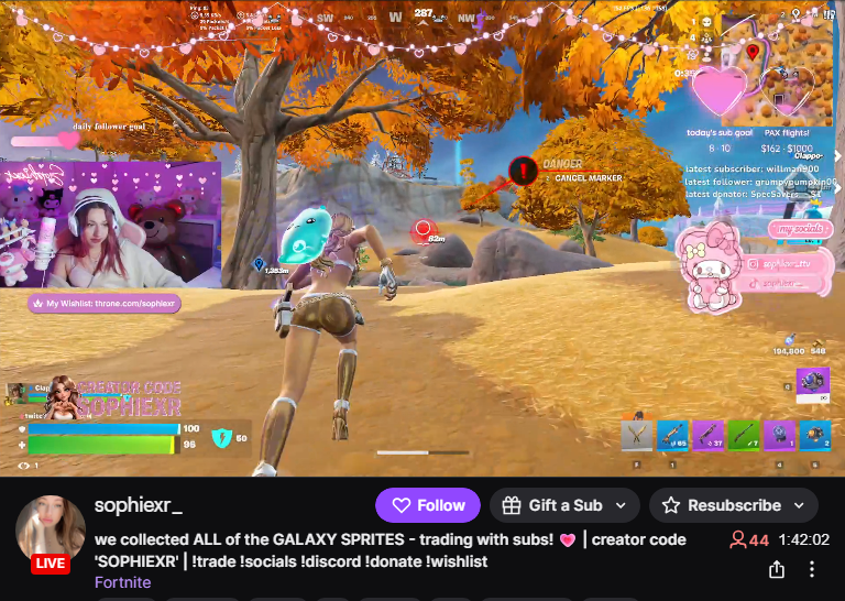 vardon_brandon's tweet photo. This Person , She goes by the name Sophiexr_ on Twitch , Her Epic is Twitch Sophiexr_, She is selling her sprites for Twitch Subs to her Viewers , She and Her Friends are scamming people out of their money . @EpicGames @Fortnite https://t.co/f6krEfk2Aa
