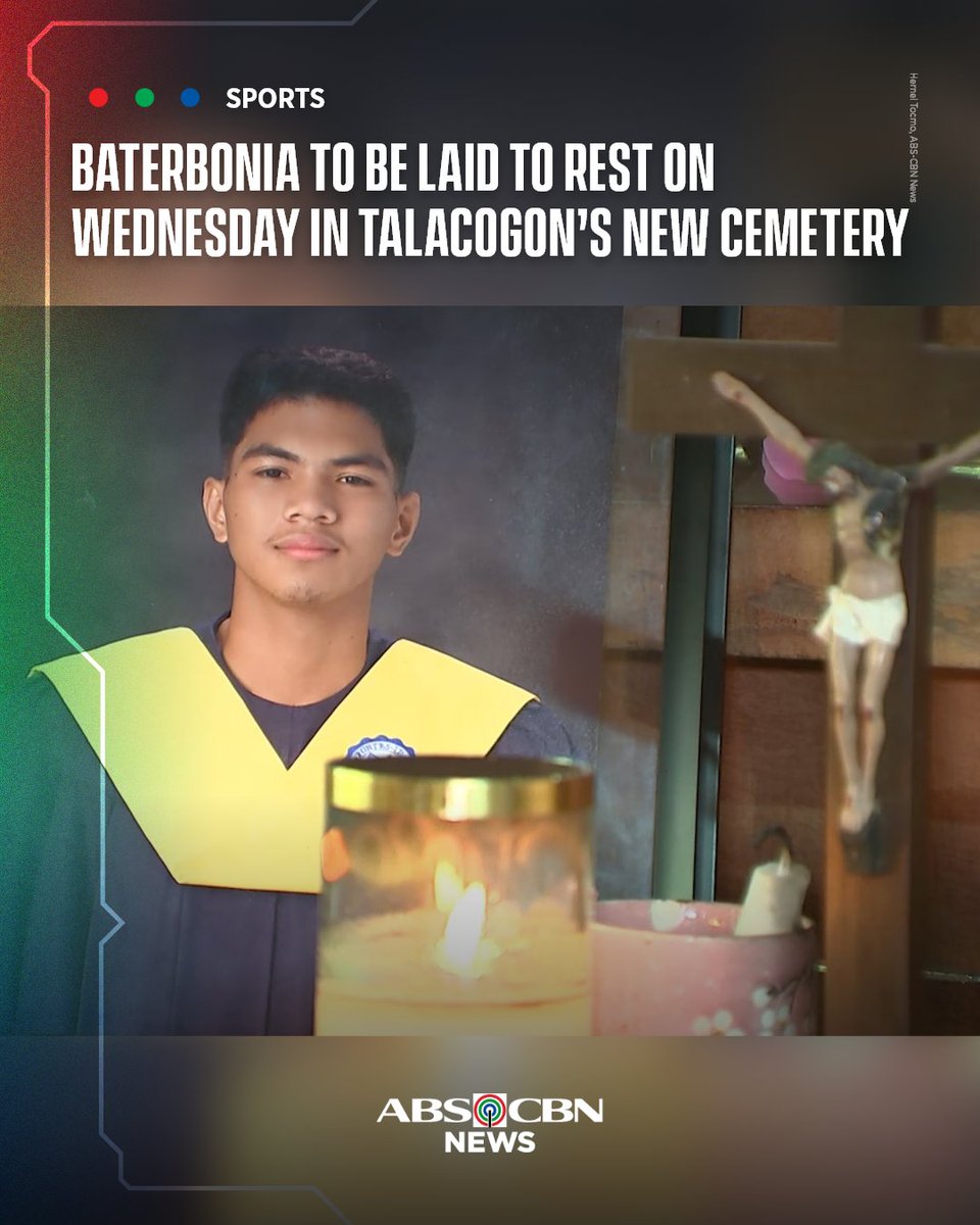 ABSCBNNews's tweet photo. Ateneo Blue Eagles player Rene Baterbonia will be the first to be buried in the new cemetery in Bgy. Labnig, Talacogon, Agusan del Sur, his hometown.

READ: https://t.co/EL14pPrY9r https://t.co/woGZKuRGV4
