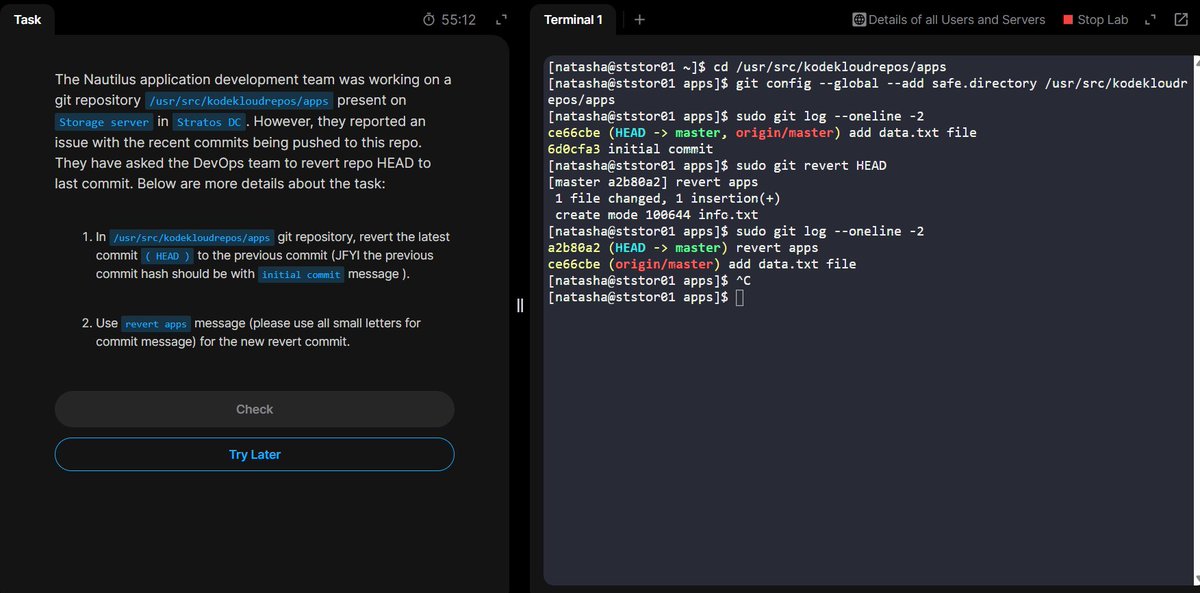 abdisamadjoe's tweet photo. Day 27 of 100 Days of DevOps - KodeKloud!

Task: Git Revert.
→Reverting undoes a bad commit safely without rewriting history - the right way to fix mistakes in shared repos.

#DevOps #100DaysOfDevOps #AbdisamadYusuf @KodeKloudHQ https://t.co/wtGnKoIzeE