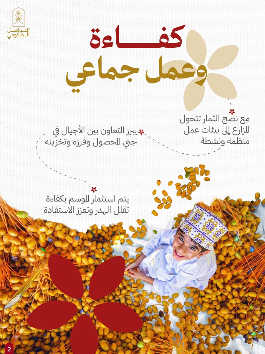 Oman_GC's tweet photo. في القيظ تتجلى ملامح الهوية العُمانية؛ أرضٌ تُثمر، وأيدٍ تعمل، وقيمٌ تتوارثها الأجيال. موسمٌ يجمع بين أصالة الموروث وقوة الإنتاج . 

#التواصل_الحكومي https://t.co/h0pPE7VQBG