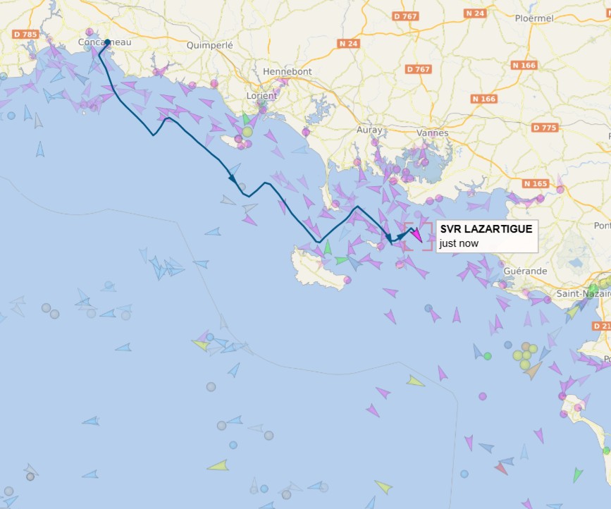 UltimBoat's tweet photo. #Ultime #Ultim #Entraînement
Sortie en cours pour SVR Lazartigue et cela depuis la mi journée. Une sortie de 24 h dans le golfe de Gascogne. https://t.co/kYgCEHPn3Z