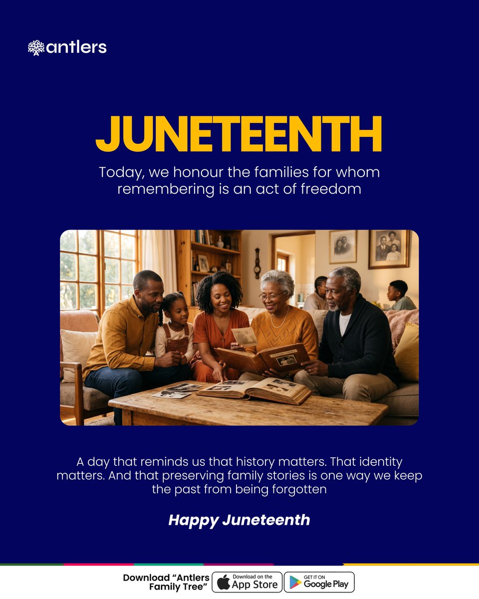 antlersapp's tweet photo. For many Black families across the diaspora, remembering where you come from is more than heritage—it's resilience.

Today, we honour the stories, identities, and family histories that endured despite attempts to erase them.

Happy Juneteenth. 🌿

#Juneteenth https://t.co/G93P6W4zEH