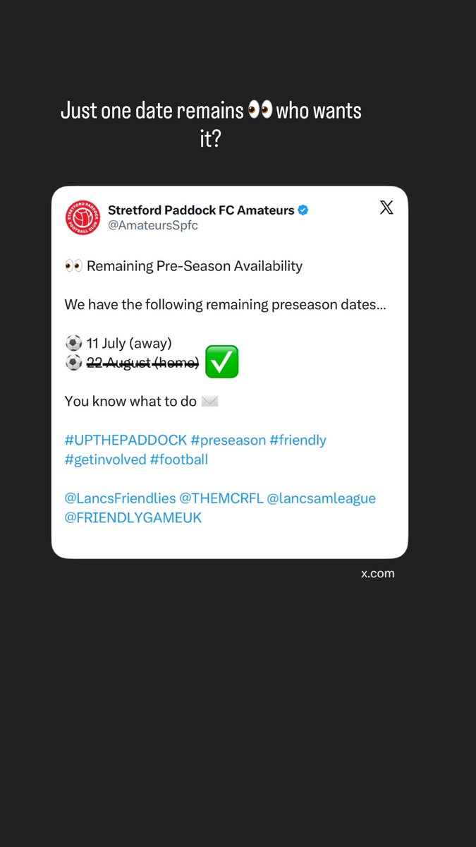 AmateursSpfc's tweet photo. #UPTHEPADDOCK #preseason #friendly #getinvolved #football

@LancsFriendlies @THEMCRFL @lancsamleague @FRIENDLYGAMEUK https://t.co/zInFz490Qi