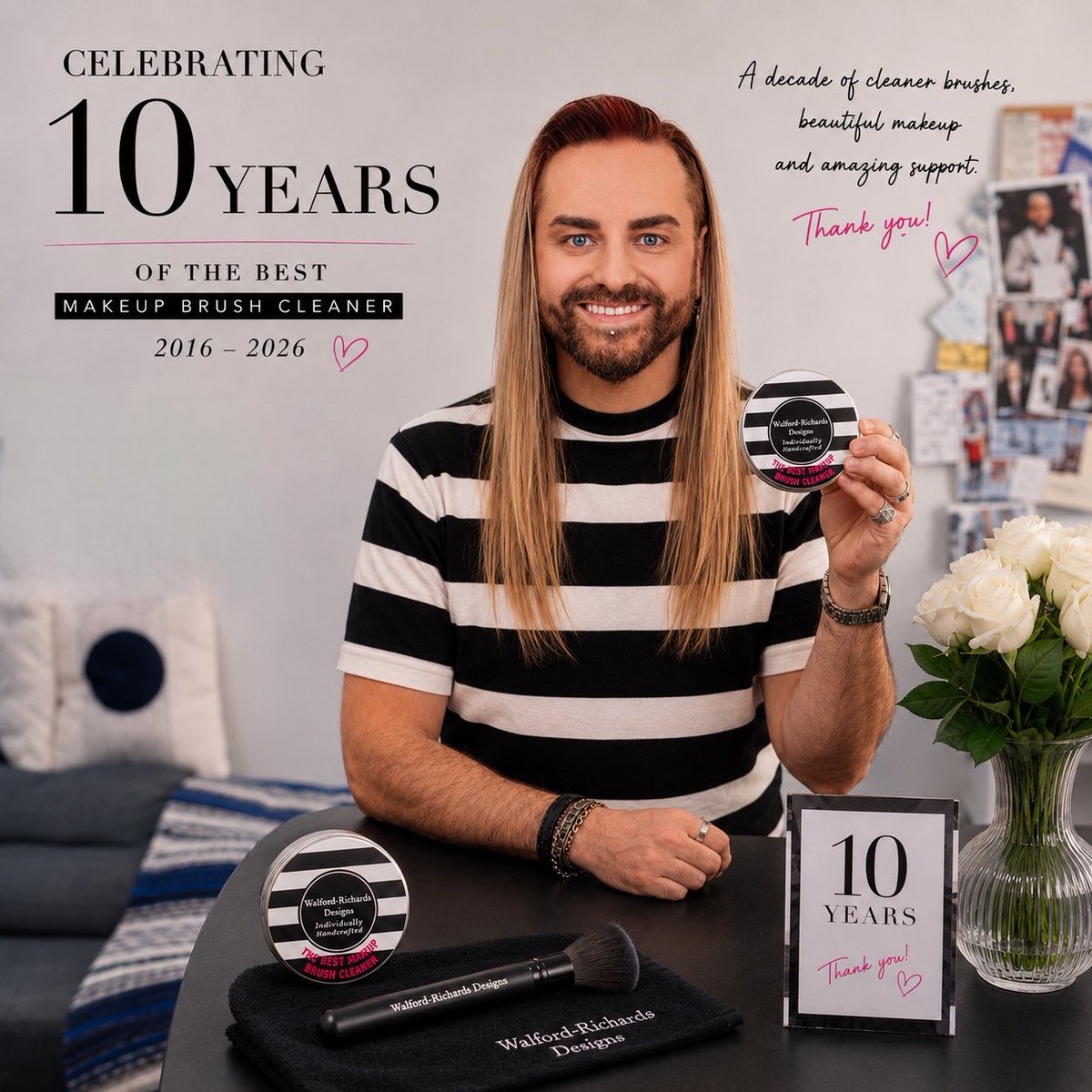 WalfordRichards's tweet photo. ✨ Celebrating 10 Years of The BEST Makeup Brush Cleaner ✨

What started as an idea over a decade ago has grown into an award-winning product loved by makeup artists, beauty professionals and makeup lovers across the UK and beyond.

🥂 Thank you for being part of our story. https://t.co/mShLnf7mnD
