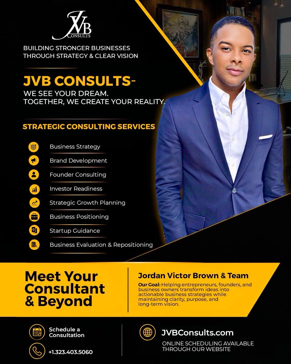 JVBConsults's tweet photo. https://t.co/qU1VMqF5mX

#JVBConsults #Business #Consultation #StartUp #Development https://t.co/B0eGTmjQBC