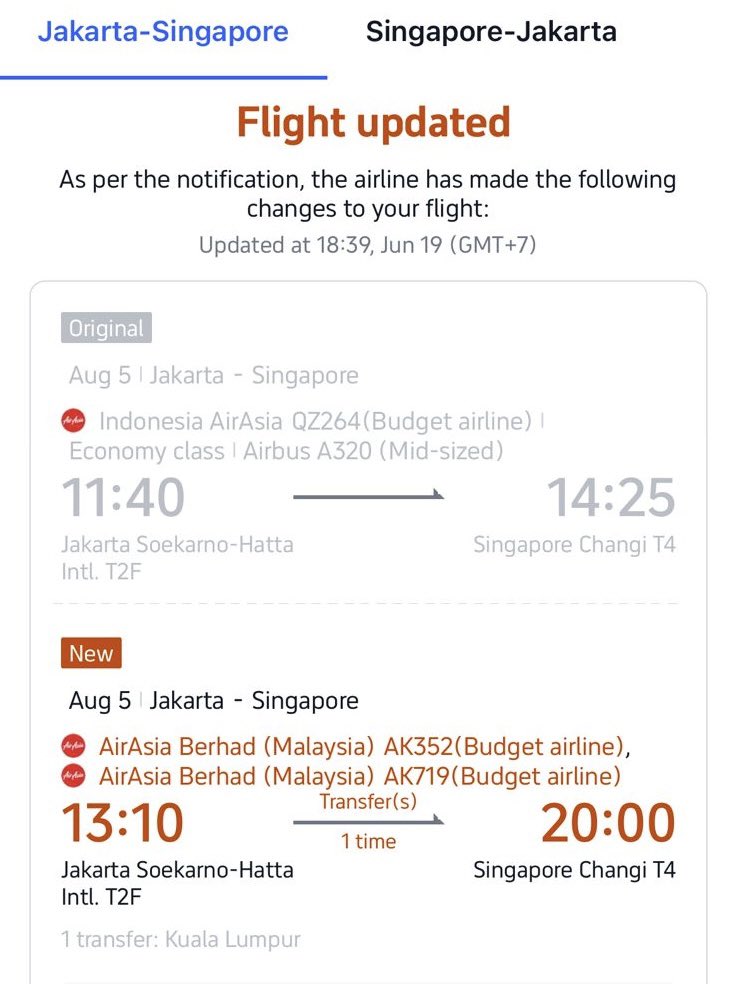 patootiejwi's tweet photo. @airasia_indo kalo ubah ticket customer mikir dikit! Dari direct flight cuma 2jam an, sampe segala transit ke malay sampe 9 JAM GIMANA SIH??? Masa singapore - jakarta sampe 11 jam?? Ngala-ngalahin seoul - jakarta hadeeeh mikir kids https://t.co/oDvMvroCKa