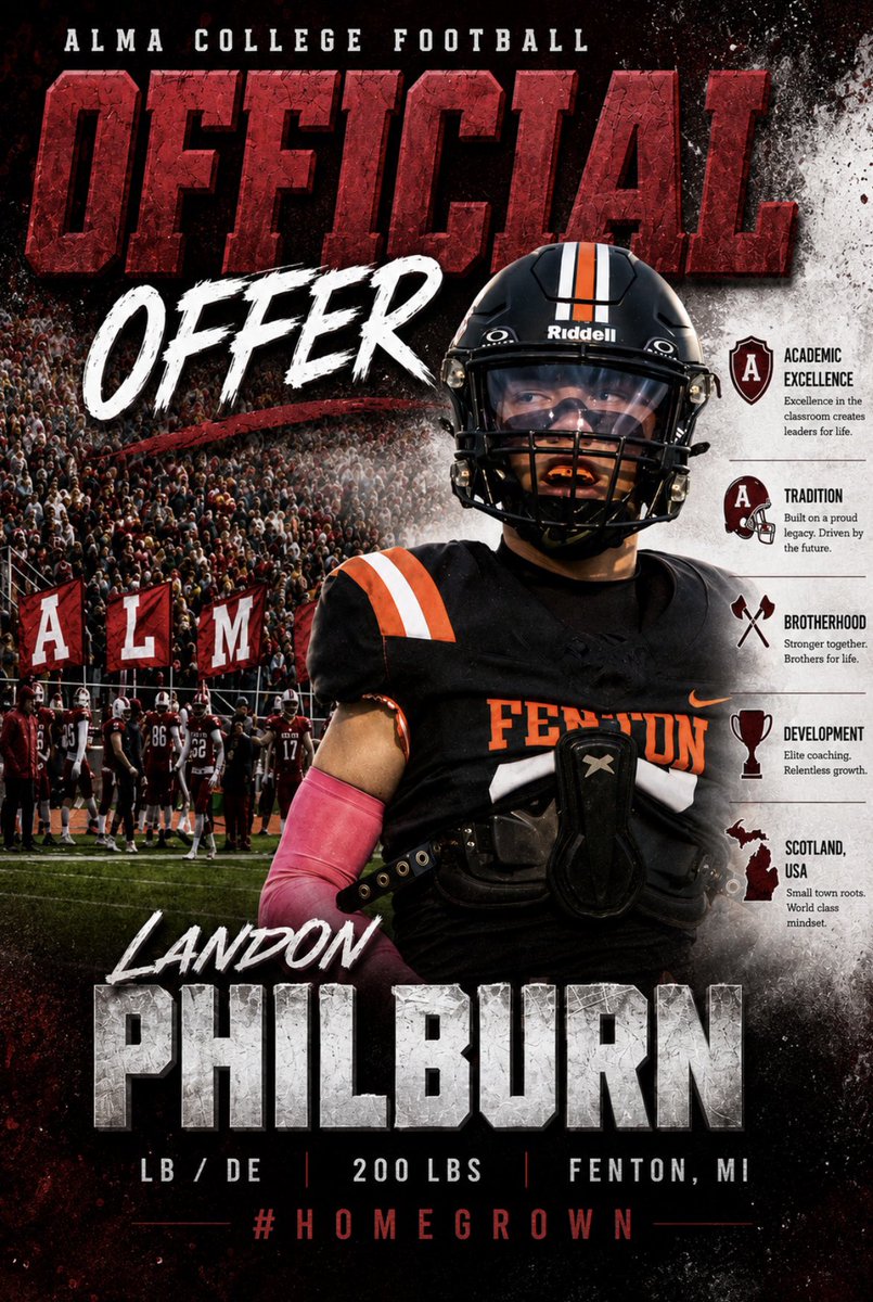 Landon_Philburn's tweet photo. Had a great conversation with Coach @Coach_OGara and the rest of the @AlmaScotsFB coach’s blessed to receive an offer!  #Alama #KiltStyle https://t.co/Bdy8aK7mu1