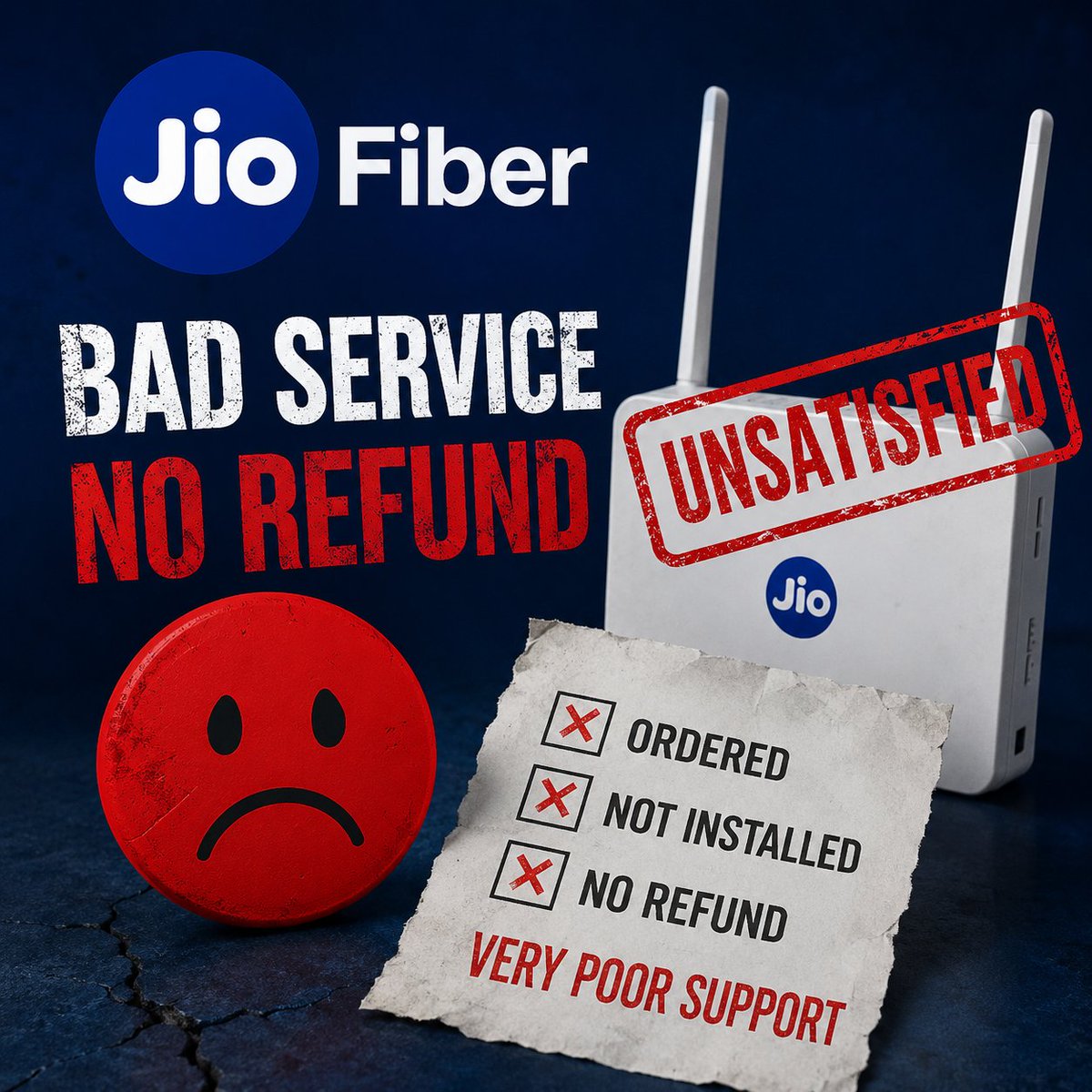 GillSimrath's tweet photo. Purchased a Corporate Connection on 09 May 2026, but it could not be installed due to lack of fiber unavailability. Cancellation and refund were requested, yet the refund is still pending despite multiple follow-ups.
 Order No: NO0001DNY9ME
@reliancejio @JioCare resolve it. https://t.co/GLC7BXg0uU