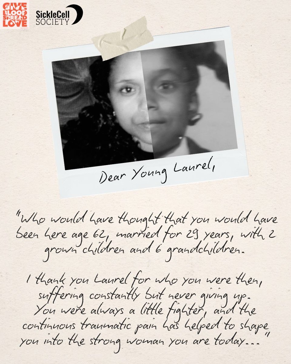SickleCellUK's tweet photo. What would you say to your younger self?

Members of the sickle cell community have shared powerful Letters to My Younger Self, reflecting on their experiences, challenges and lessons learned over the years. Read the full letters here: https://t.co/I7bcnwdZlZ #WorldSickleCellDay https://t.co/AyzVjtxRv7