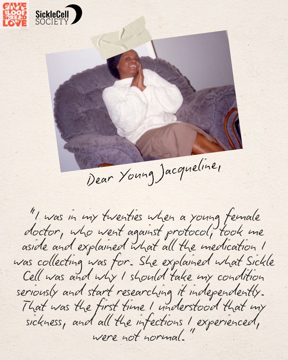 SickleCellUK's tweet photo. What would you say to your younger self?

Members of the sickle cell community have shared powerful Letters to My Younger Self, reflecting on their experiences, challenges and lessons learned over the years. Read the full letters here: https://t.co/I7bcnwdZlZ #WorldSickleCellDay https://t.co/AyzVjtxRv7