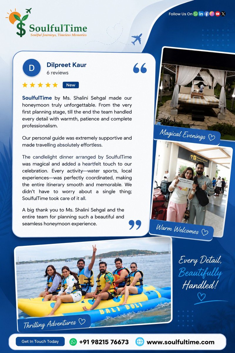 Soulful__time's tweet photo. 💕 Happy clients, unforgettable memories! 🌴✨
Thank you for trusting Soulful Time to make your Bali honeymoon truly special. From romance to adventure, every detail was beautifully handled. ❤️✈️
#HappyClient #BaliHoneymoon #SoulfulTime #TravelMemories #ClientFeedback #BaliTrip https://t.co/xa0Dax1suA