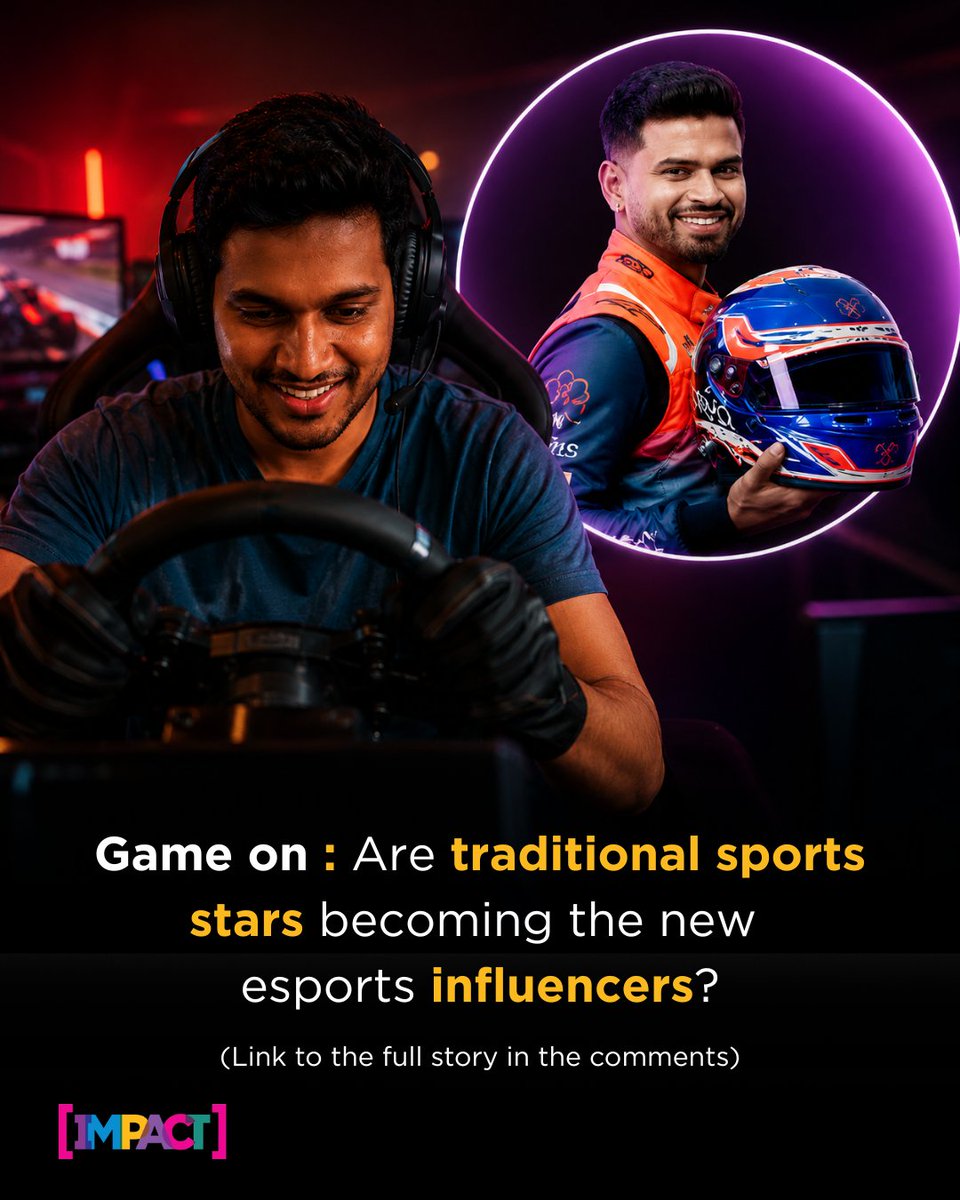 IMPACT_onnet's tweet photo. Athletes are no longer limited to the field.
With names like Shreyas Iyer stepping into gaming and sim racing, brands are leveraging sports stars to boost esports' visibility, credibility, and mainstream appeal.

By Isha Khatu

#Esports #Gaming https://t.co/iTx0PGt127