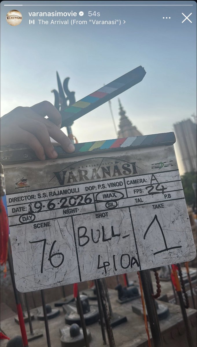 MaheshBabuNews's tweet photo. . @VaranasiMovie Instagram Story 🔱

Scene- 76, Shot - Bull, Take -1 💥💥
#Varanasi @urstrulyMahesh https://t.co/Pipmm70epu