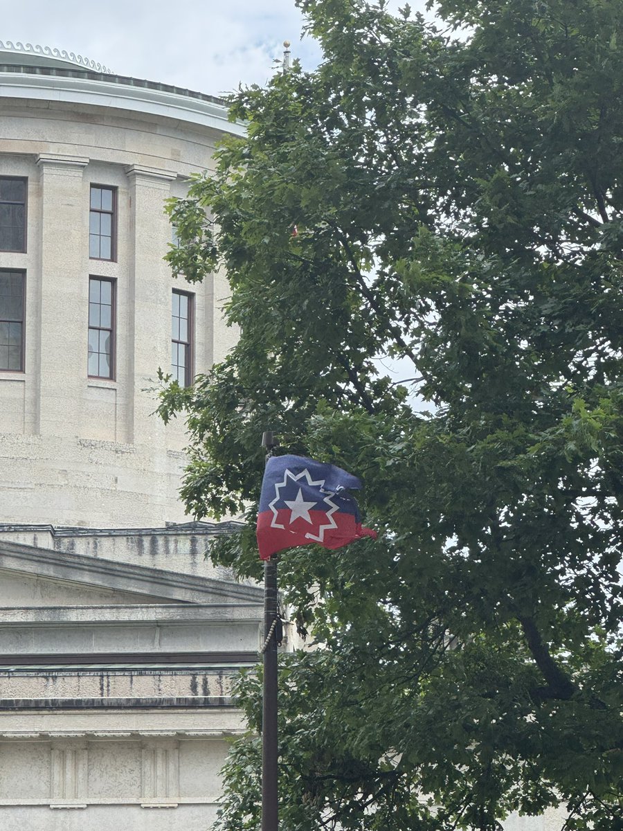 RepBrideSweeney's tweet photo. Today we celebrate #Juneteenth —a day that marks the end of slavery in the U.S. &amp; celebrates the resilience &amp; courage of those who never stopped fighting for liberty &amp; justice for ALL. Proud to see the Juneteenth flag flying at the Statehouse, a reminder that progress is possible https://t.co/ZmSiIbFc6k