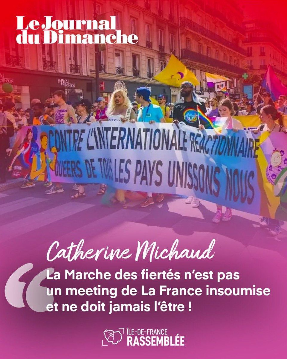 cath_michaud75's tweet photo. Samedi dernier avait lieu la Pride radicale, loin de l’universalisme républicain qui doit tous nous unir. 
Ma réaction au @leJDD , et rdv le 27 juin à la Marche des Fiertés de #Paris ! 👇🏻 https://t.co/Nvv5ygQPaK