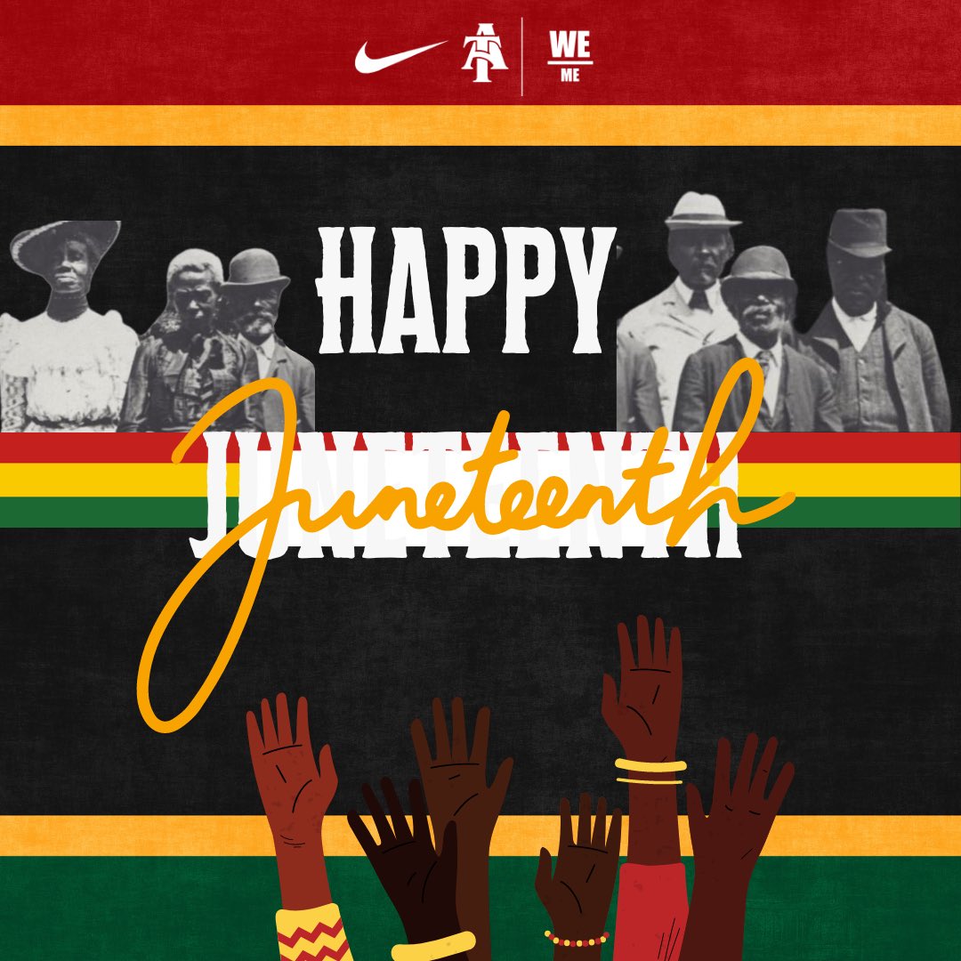 LadyAggieBall's tweet photo. Honoring our history, celebrating our freedom, and lifting up our community. Today we recognize the profound legacy of Juneteenth.
Happy Freedom Day from all of us! ๐๐โ๐พ
#AggieWBB ๐๐ #Commit2Grit #WeAboveMe #LevelUp #BeUncommon https://t.co/v0r00acHxH