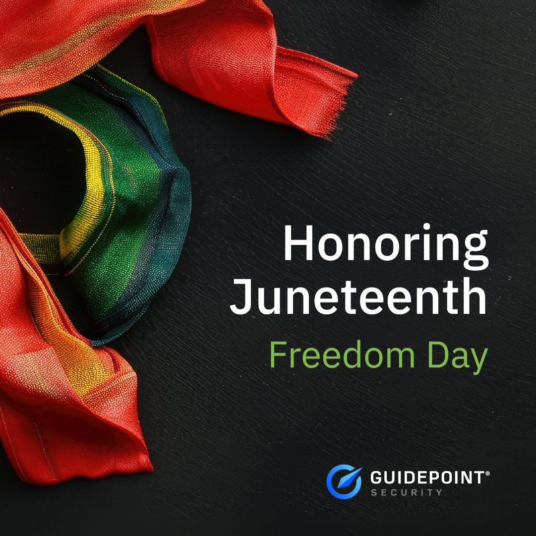 GuidePointSec's tweet photo. On Juneteenth, we pause to honor the strength, resilience and enduring legacy of those who helped pave the way to freedom.

We reflect on the history of this day and celebrate freedom for all. https://t.co/mLaFwg5F9h