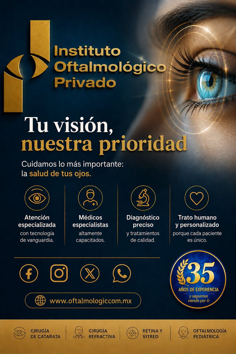institutooftali's tweet photo. Descubre el cuidado de la salud ocular más avanzado con nuestro equipo de subespecialistas en oftalmología, protegiendo cada detalle de tus ojos, desde las pestañas hasta el nervio óptico. #elmejorequipoparatusojos #TeEsperamos #saludvisual #900AM #prevencion https://t.co/21viwnji7e