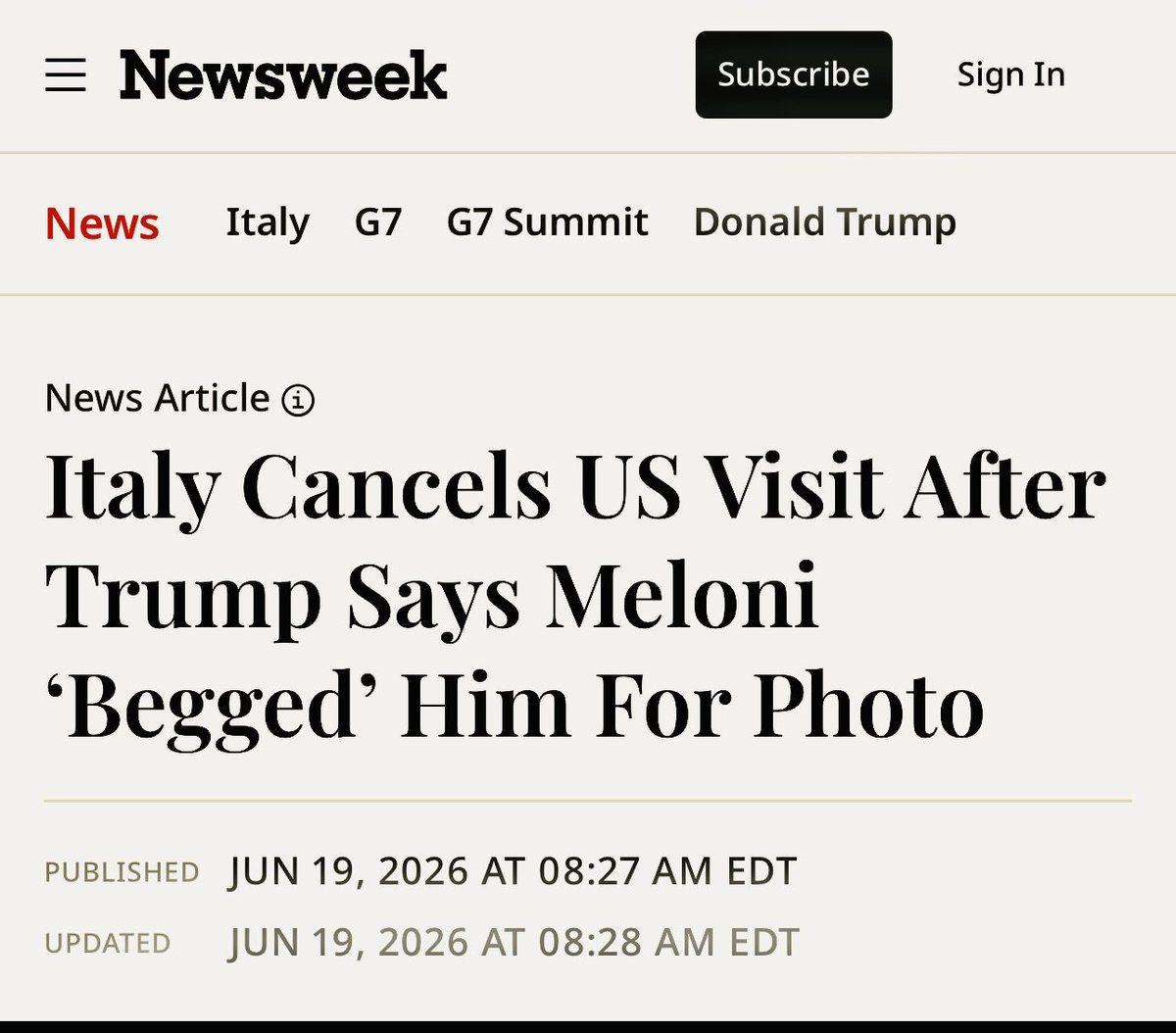 RonFilipkowski's tweet photo. I realize this is hard to believe, but Meloni says Trump completely made this up. https://t.co/yM6VQT8QWf