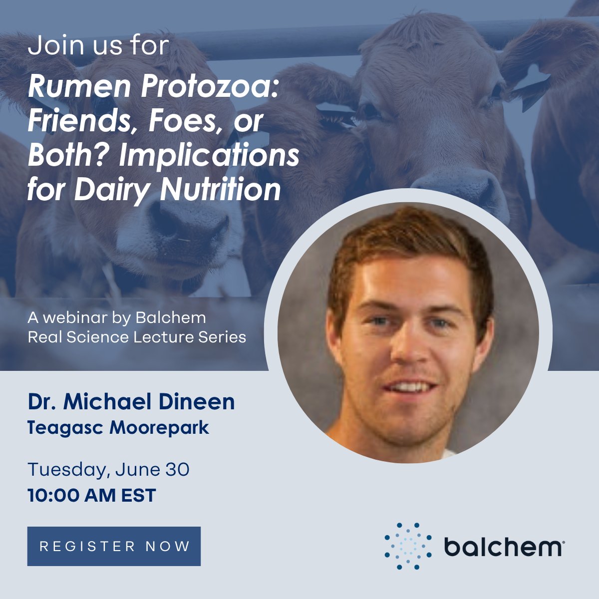 BalchemANH's tweet photo. Are rumen protozoa helping or hindering dairy performance?

Join our upcoming Balchem Real Science Lecture Series webinar:
“Rumen Protozoa: Friends, Foes, or Both? Implications for Dairy Nutrition”
📅 Tuesday, June 30
⏰ 10:00 AM EST

👉 : https://t.co/mBzjGoS8fI https://t.co/3ktm8eeniq