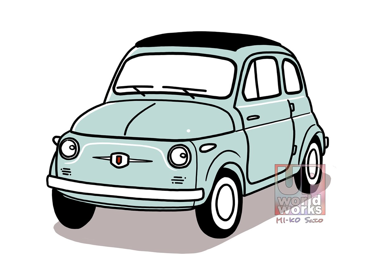 MI_KOs's tweet photo. 「実はまだ描いてなかった車ランキング第２位」の
チンクエチェントを描きました！

FIAT NUOVA 500 prima serie 1957 https://t.co/pBoc0UWCUb