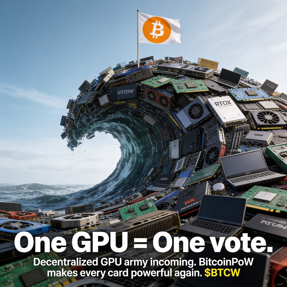 bitcoin_pow's tweet photo. One GPU = One vote

#BTCW #BitcoinPoW #Mining https://t.co/WbtQhcm80a