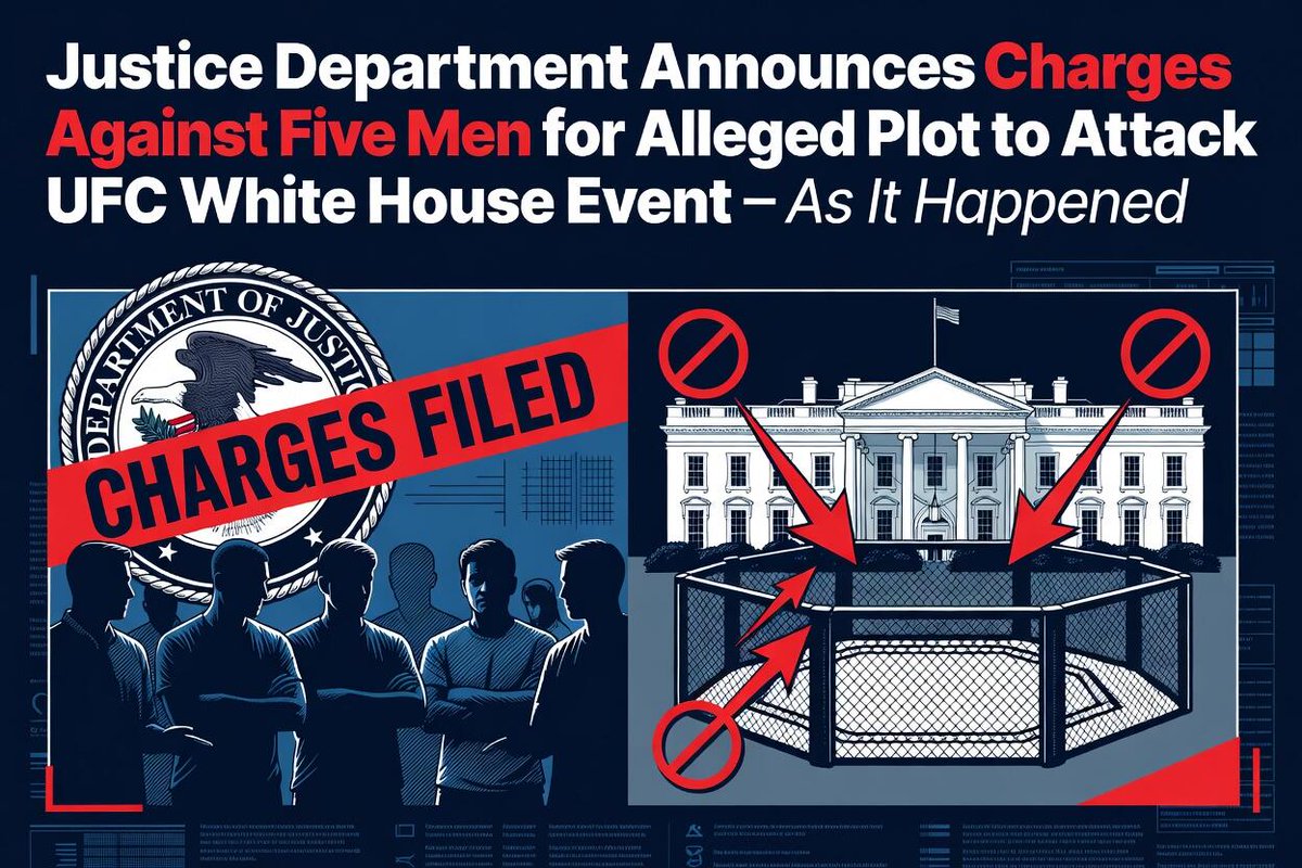 MAGABuzzPAC's tweet photo. Huge win for American security as the DOJ charges five suspects in a plot to attack the UFC White House event—our law enforcement is staying one step ahead and keeping threats out of the ring! #UFC #WhiteHouseEvent #DOJJustice #AmericaStrong 
#MAG... https://t.co/xwNqDUOB1W