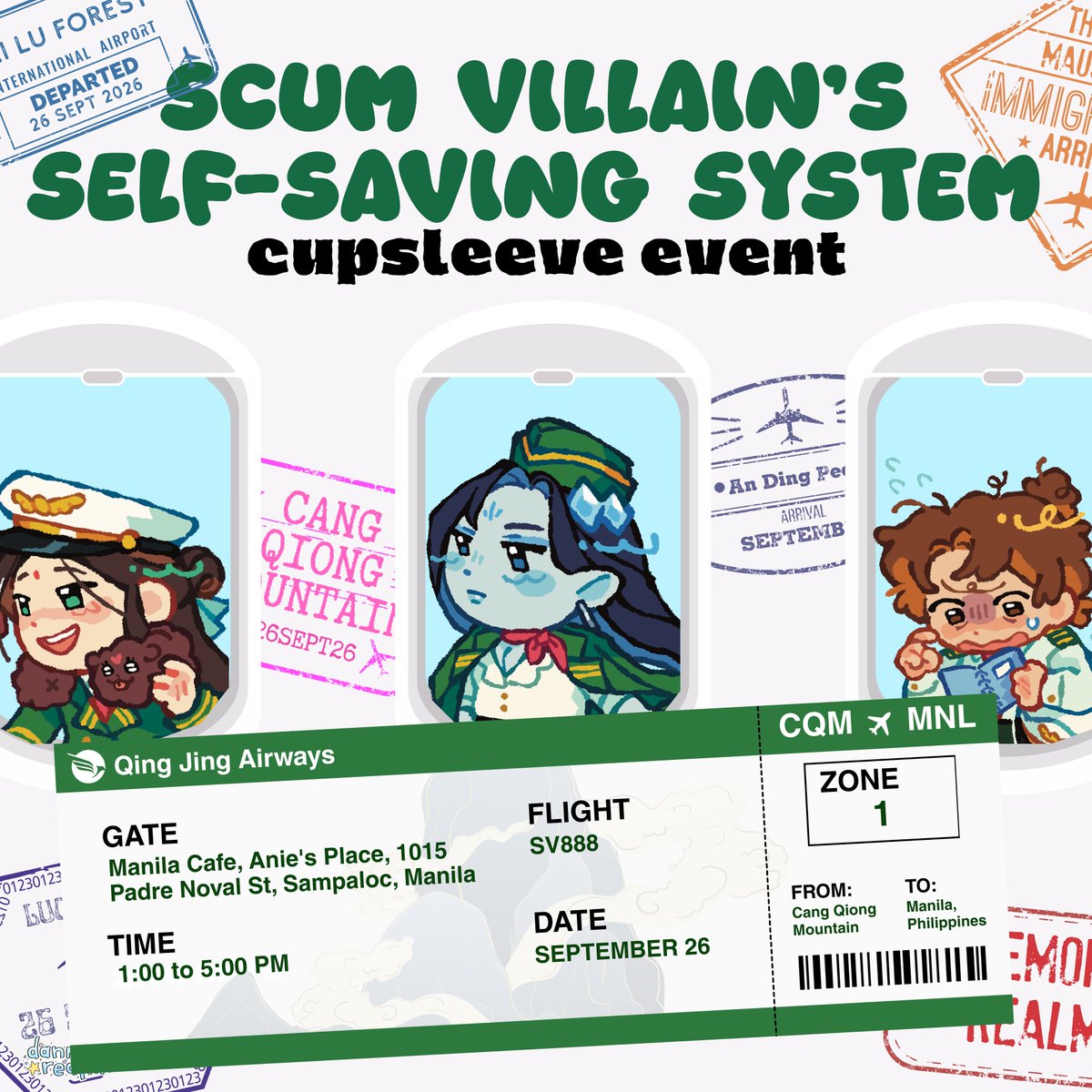 danmeirealm's tweet photo. ✈️ ATTENTION ALL PASSENGERS 

Your official boarding details for the SVSSS Cupsleeve Event 2026 have arrived. Kindly refer to your boarding pass below for the flight date, departure time, and gate assignment! 🧑‍✈️

See you on September 26! 🌎

#SVSSSCSE2026 https://t.co/ymZv851Gxm