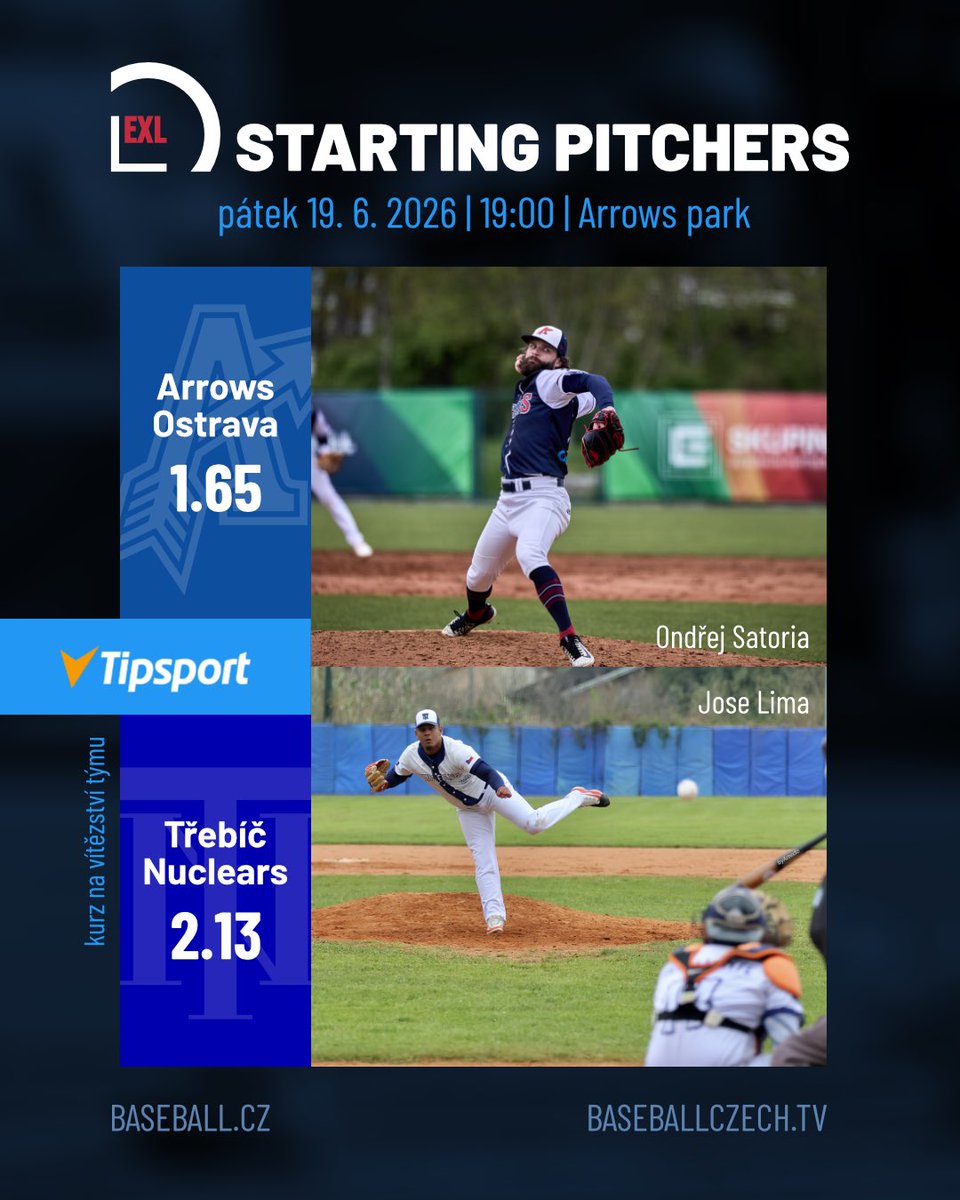 baseballczechia's tweet photo. This Friday, the Extraliga continues in tropical conditions in Hlubocá, Ostrava, and Prague! ⛅️Head out to cheer on the teams from the stands or watch both games LIVE on 📲 https://t.co/Bod7CAJ7wA
#baseballczech #extraliga2026 https://t.co/FhaIbxNjmP
