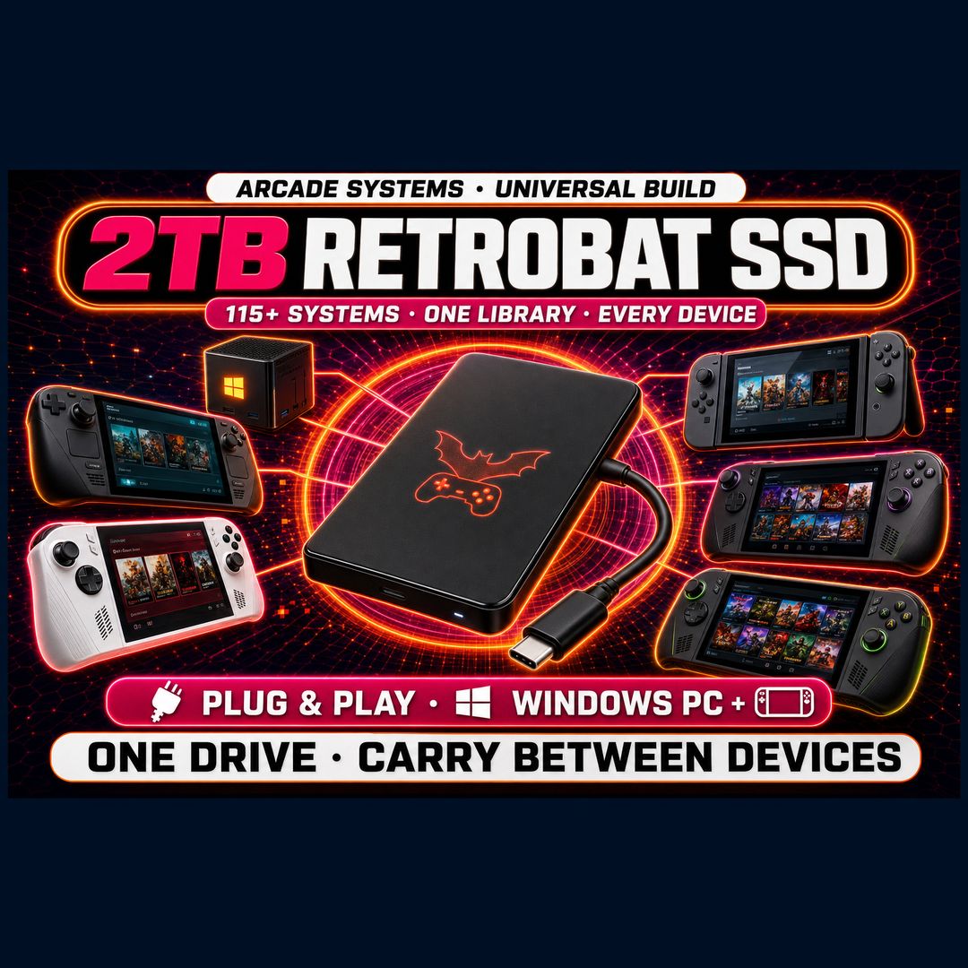 ArcadeSystemsUK's tweet photo. ⚡ 2TB RetroBat Retro Build for Windows PC + Handhelds (Steamdeck / Rog Ally / Lenovo Go / MSI Claw) - SSD Drive

2TB Universal RetroBat SSD — one drive t

https://t.co/jyoPcyOqR1 https://t.co/4mjJ5P2W42