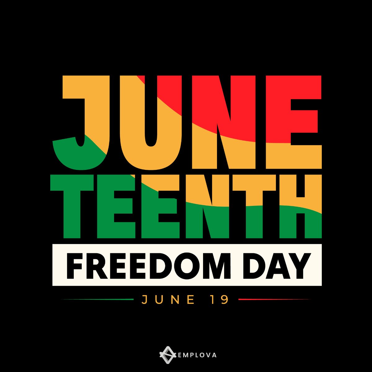 emplova's tweet photo. Today, we honor Juneteenth, a day that commemorates freedom, resilience, and progress. We recognize the importance of reflecting on our history while continuing to build workplaces where everyone has the opportunity to thrive.

#Juneteenth https://t.co/nQVtXnGad4