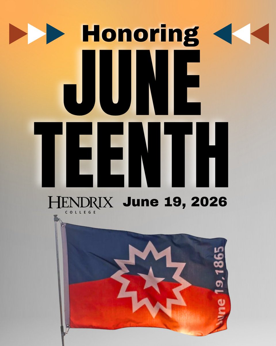 hendrixcollege's tweet photo. Today, Hendrix College honors Juneteenth, commemorating June 19, 1865, when news of emancipation reached enslaved African Americans in Texas.

Today, we honor resilience, celebrate freedom, and reflect on our shared history.
#Juneteenth #HendrixCollege https://t.co/O6S9zOoncY