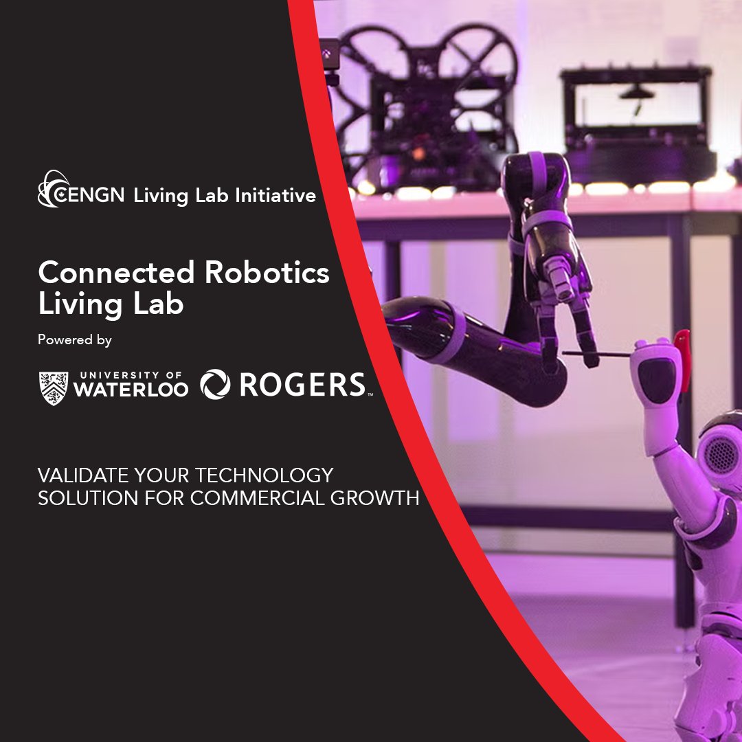 CENGNCanada's tweet photo. 🚀 The Connected Robotics Living Lab is open and welcoming new projects! 

Test &amp; accelerate robotics solutions in real-world conditions: 5G/LTE, indoor positioning, robot/drone fleets. Funding available 

Learn more 🔗  https://t.co/cvigCOGcWx https://t.co/Q1miLWxJfg