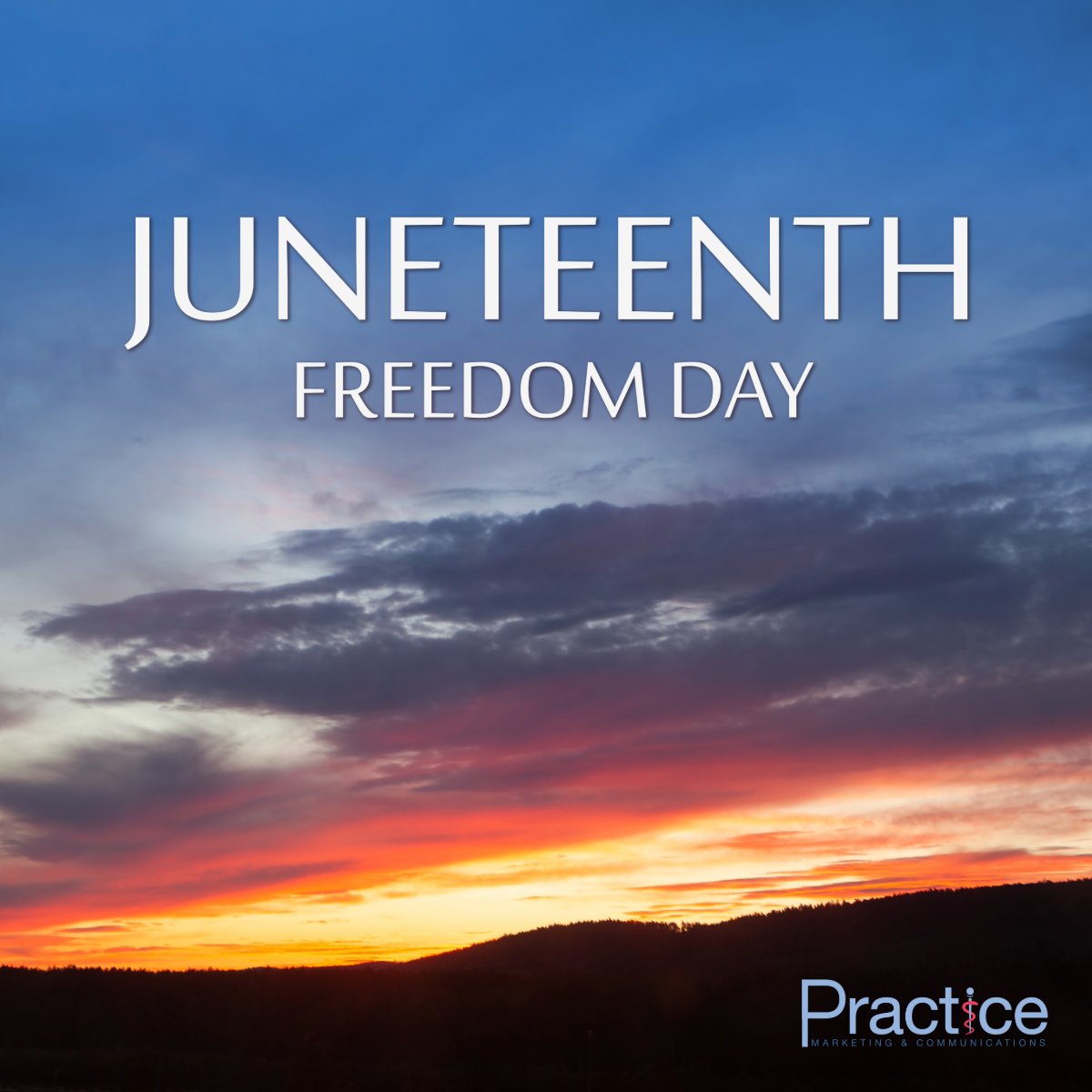 practicemarcomm's tweet photo. Today we observe Juneteenth, a day of reflection, freedom, and progress.

At Practice Marketing and Communications, we recognize the significance of this day and the ongoing importance of equity, respect, and inclusion in all communities we serve.

#Juneteenth #FreedomDay https://t.co/8OpPRbDQeb
