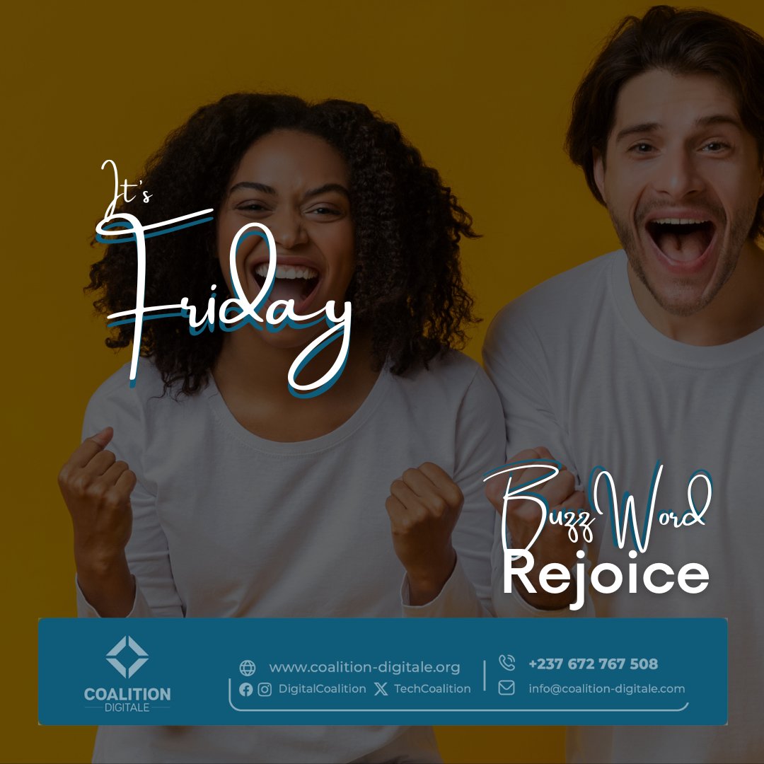TechCoalition's tweet photo. #SmartWeekend 💡
BuzzWord: Rejoice
Cultivate gratitude, savor the present moment, and welcome each day as an opportunity.
Take time to appreciate the small victories, the simple moments, and everything that nourishes your energy.
#DigitalCoalition #CoalitionDigitale https://t.co/myXr4MX6ff