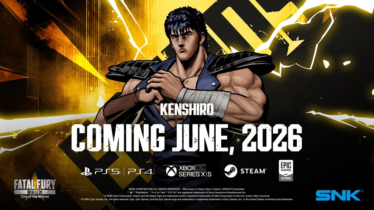 Wario64's tweet photo. Fatal Fury: City of the Wolves - Kenshiro Character Trailer (releasing this month) https://t.co/BNJxFMCkuR https://t.co/GZ9ZzVY5c3
