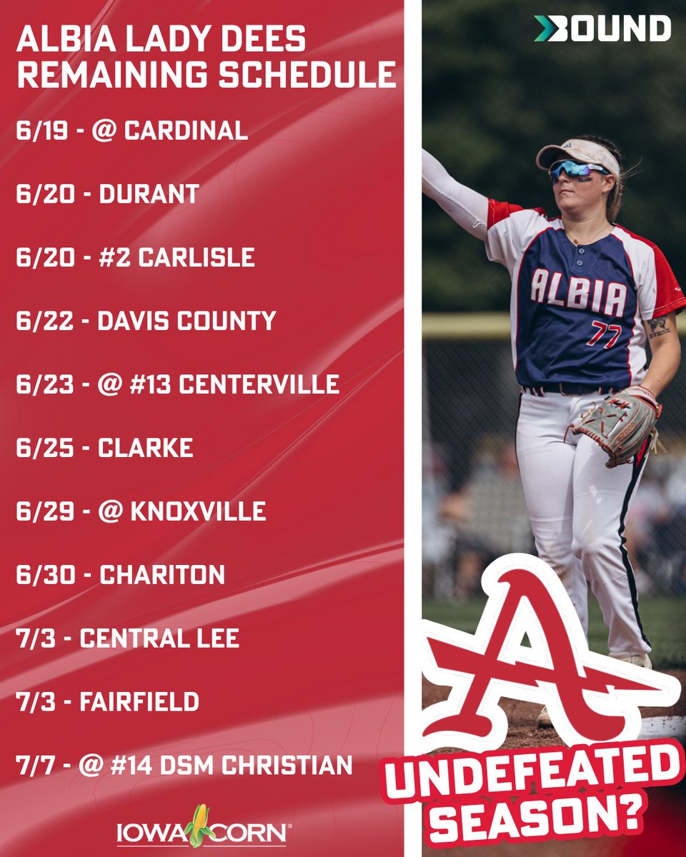 Bound_IA's tweet photo. Only ONE team remains undefeated...

Coach Achenbach has Albia rolling once again! 

Can the Lady Dees get through the regular season without a loss? 

#iahssb #ighsau https://t.co/sdefy23ZIE