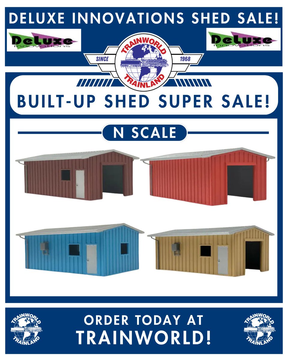 Trainworld's tweet photo. ⚠️ Super sale alert! Massive closeout on DeLuxe Innovation’s buildings! 🏠
Order today at https://t.co/1RAdwL6qNr! https://t.co/51Ozfd2mks
#deluxeinnovations #nscale #buildings #scenery #builtup #supersale #instock #trainworld #trainland #modeltrains #trains #modeltrain #modeltrainlayout #modeltrainhobby #railfan #toytrain #toytrains #trainset #trainsets #ridewithtrainworld