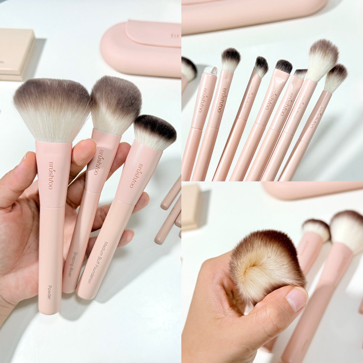 Phanbie's tweet photo. แนวสาวหวานขอป้ายยา 🎀 The Masterclass Blush Set ของ Brushtoo ด้ามสีจมปูว น่ารักกกก ได้ 10 ด้าม แปรงพื้นฐานครบจบ น้อนเป็นขนแปรงสังเคราะห์ ที่นุ่มนิ่มมาก ละมุนไม่บาดหน้า มีกระเป๋าแถมมาในกล่อง https://t.co/b3DDYgefgw